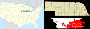 نقشه ی شهر اوماها در ایالت نبراسکا در آمریکا